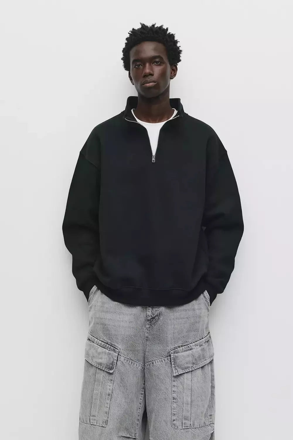 Pull&bear Basic Quarter Zip Sweatshirt