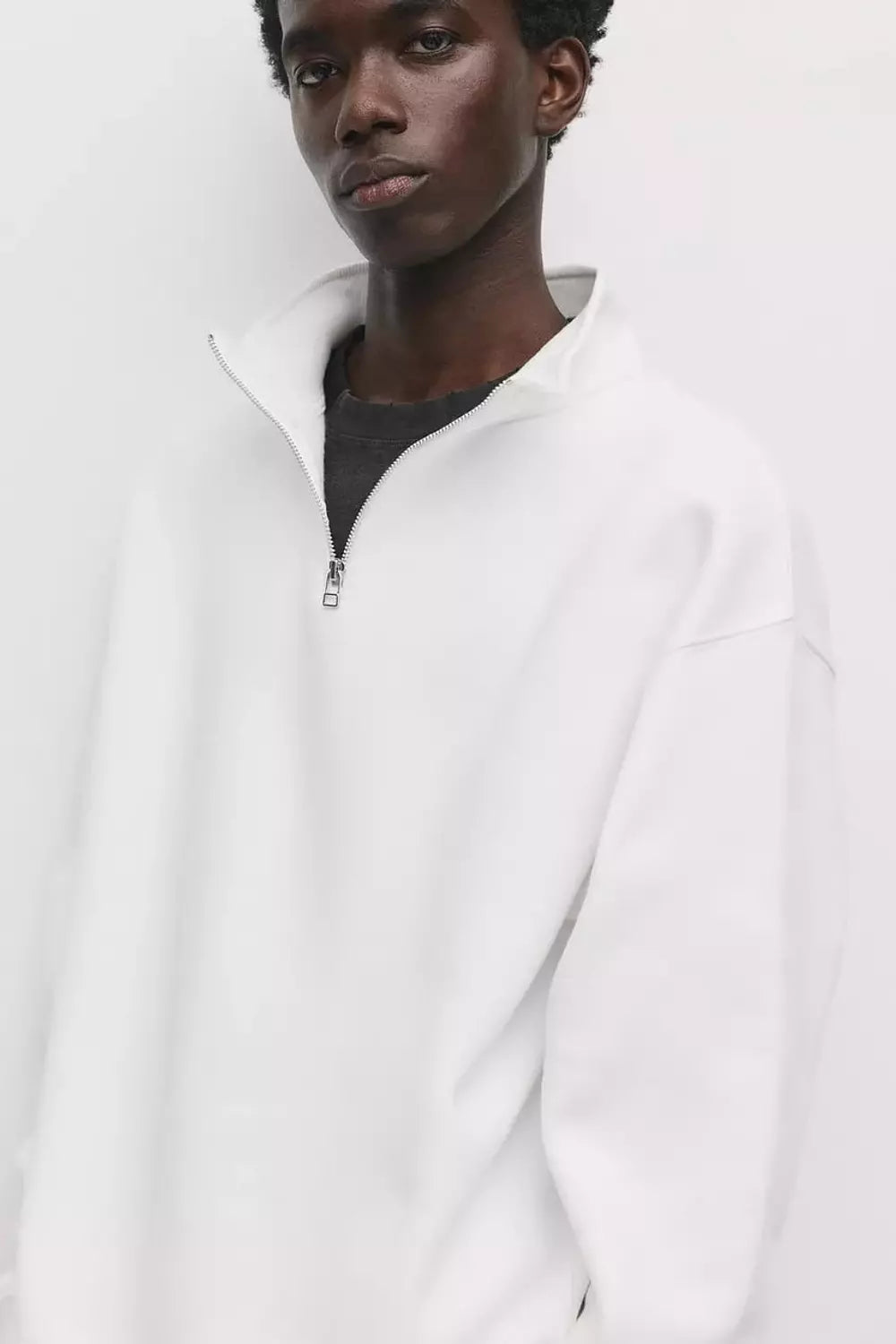 Pull&bear Basic Quarter Zip Sweatshirt