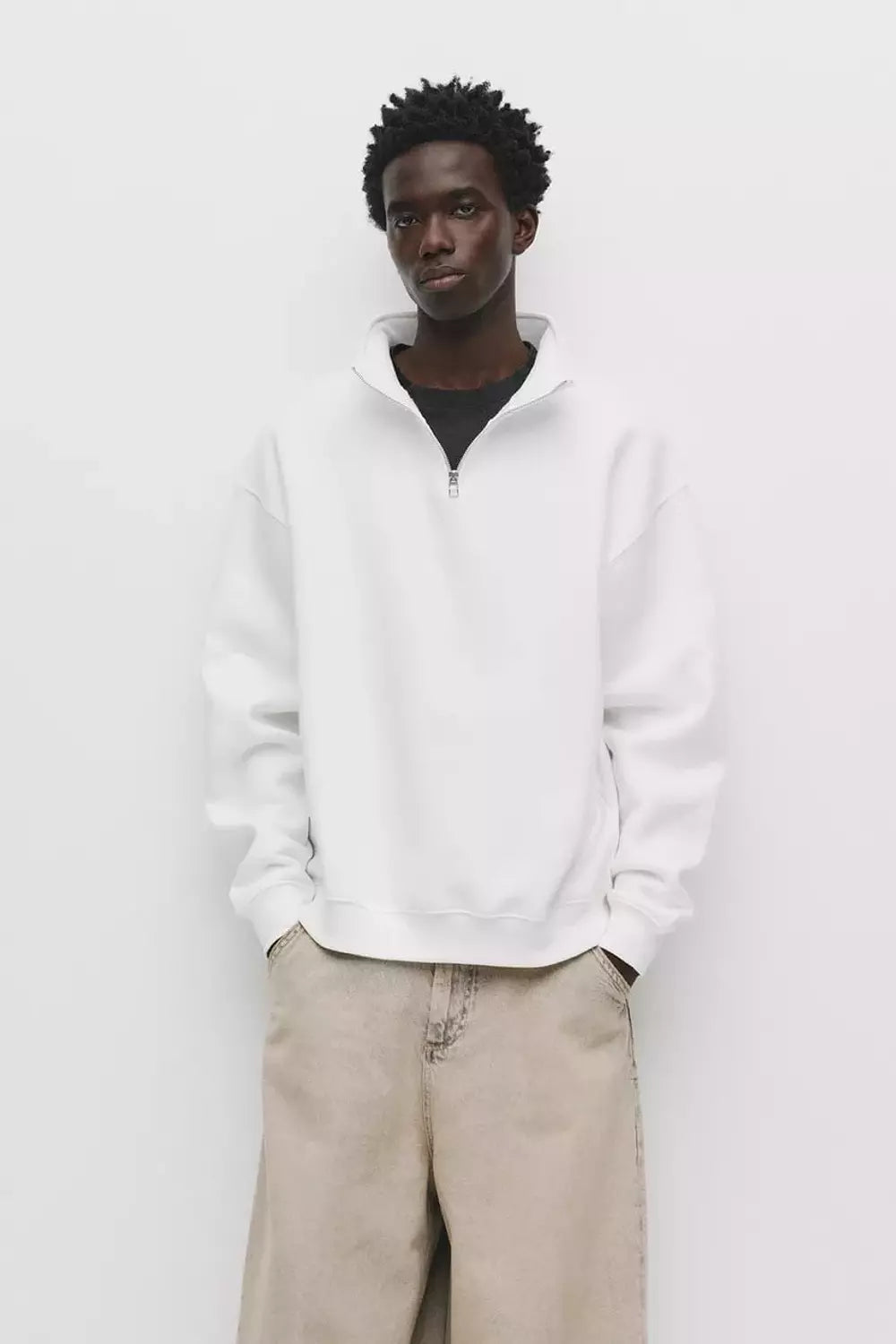 Pull&bear Basic Quarter Zip Sweatshirt