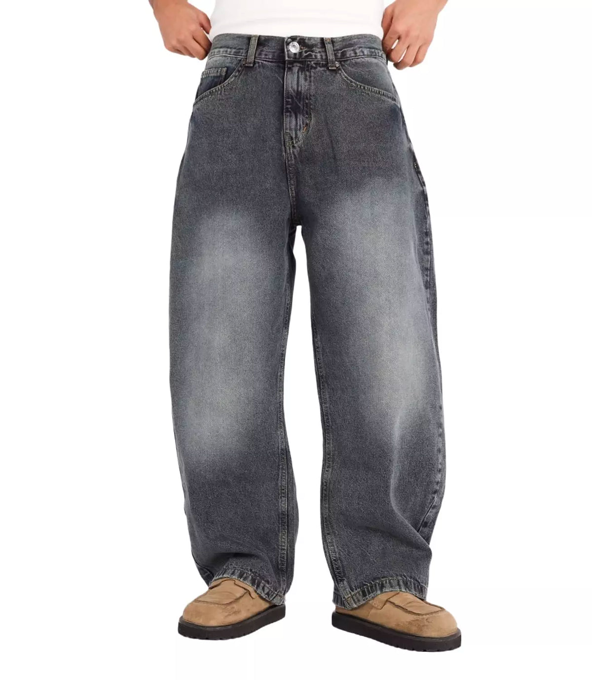 Washed Grey Baggy Jeans