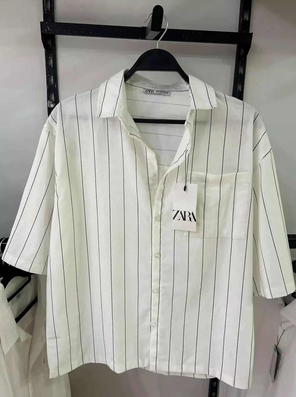 Striped Short Sleeve Cropped Shirt