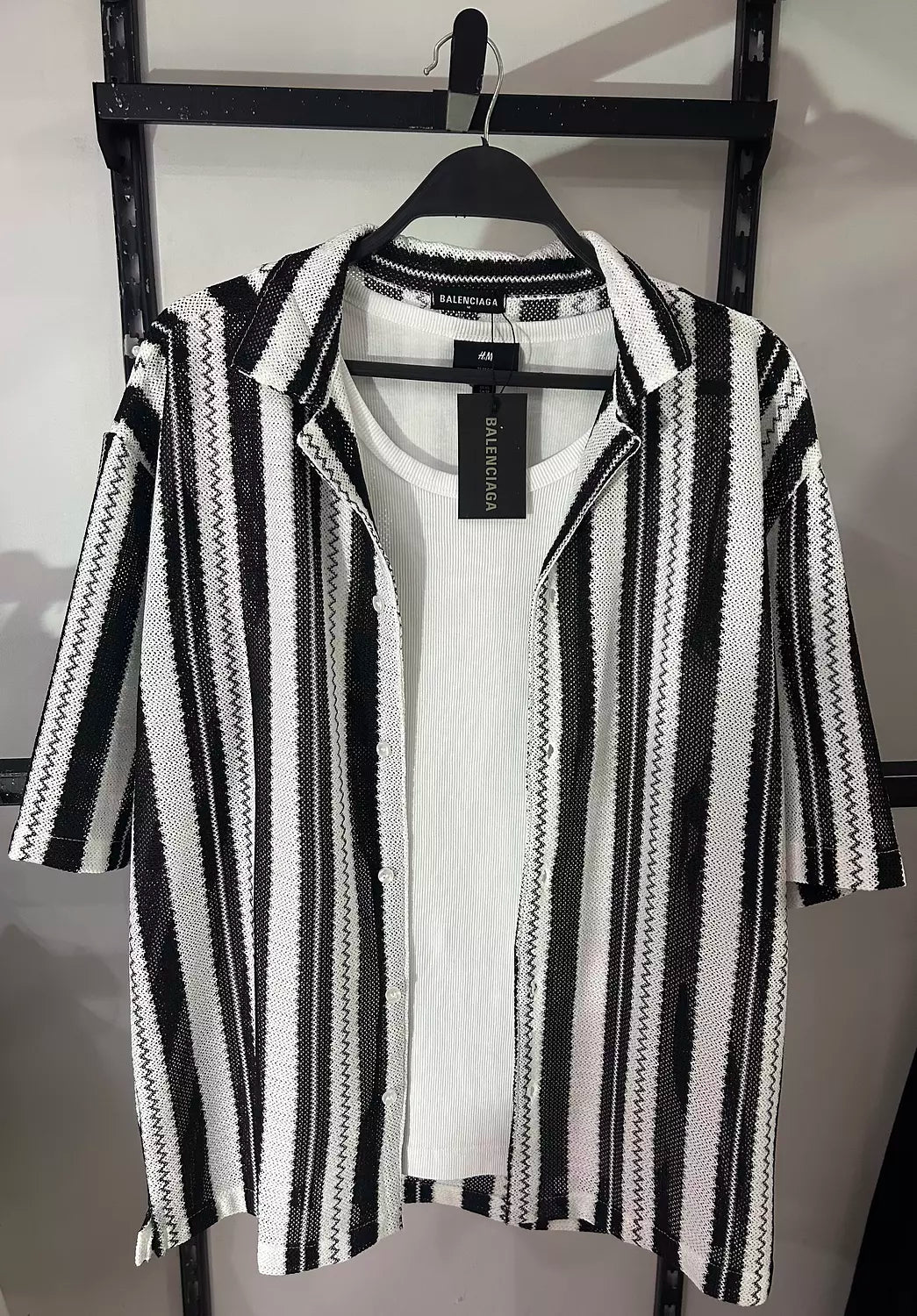 Monochrome Textured Stripe Overshirt