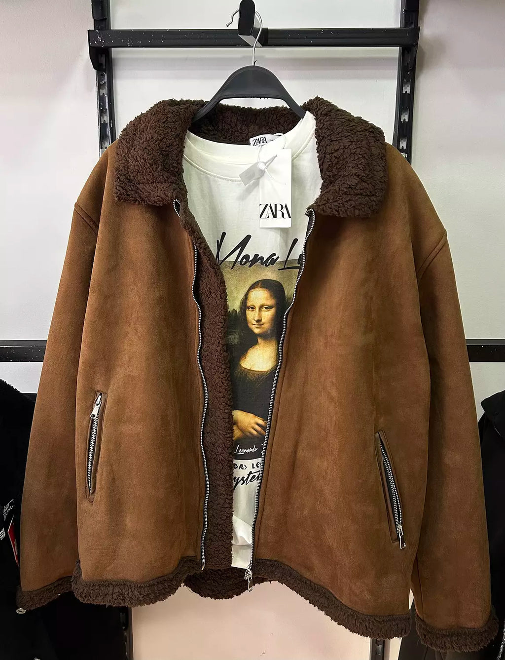 Faux Suede Shearling Jacket