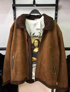 Faux Suede Shearling Jacket