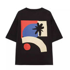 Pull&Bear Abstract Graphic Oversized T-Shirt – Black