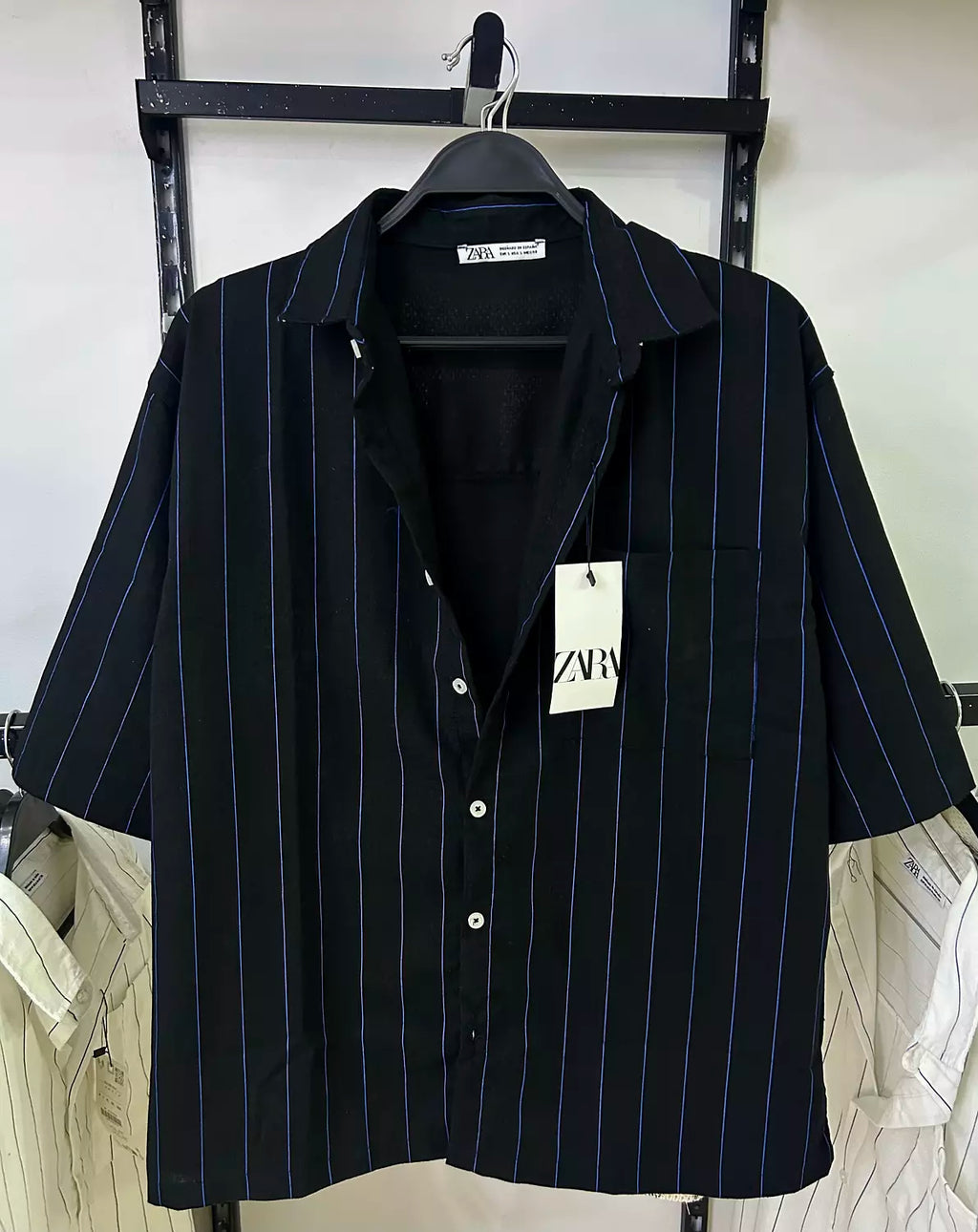 Striped Short Sleeve Cropped Shirt