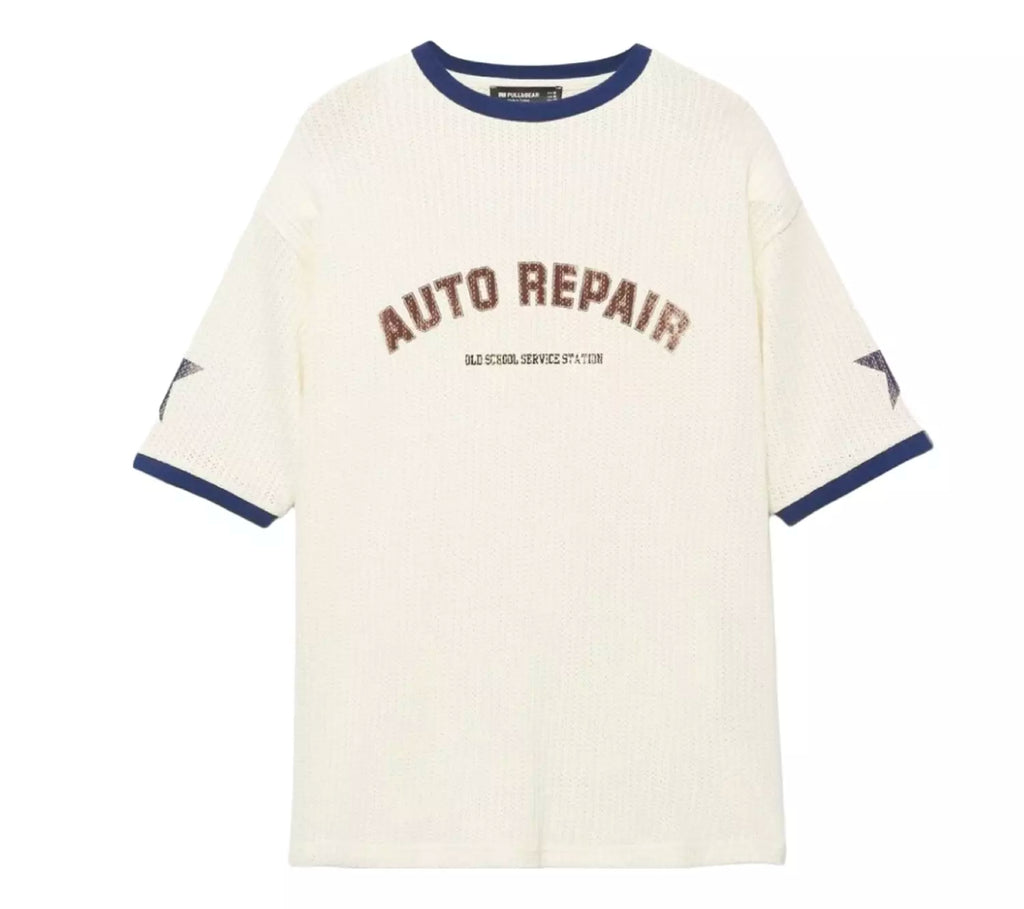 Auto Repair Textured Knit T-Shirt