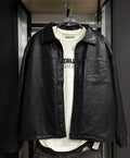 Black Faux Leather Shirt Jacket