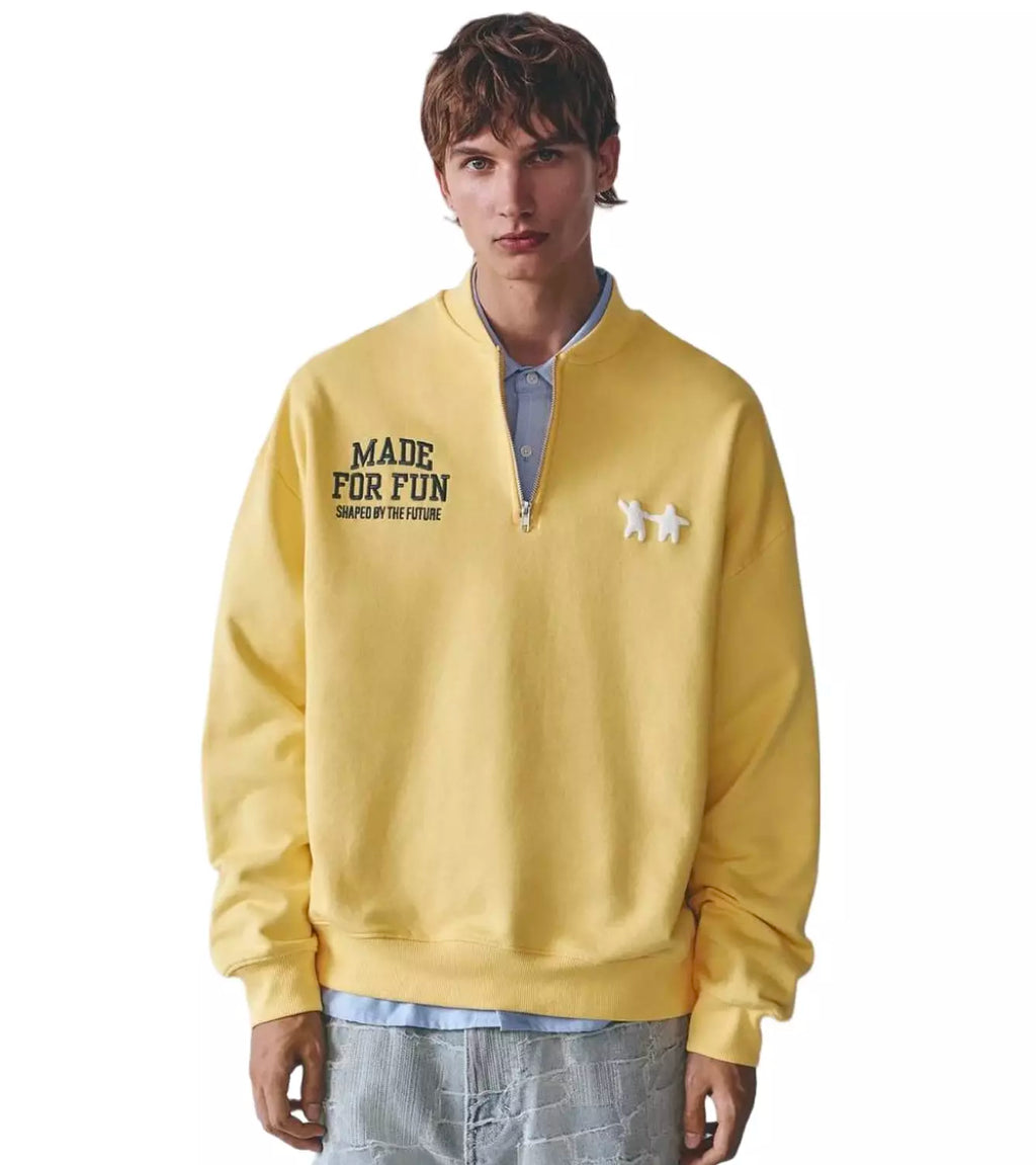 Pull&Bear Half-Zip Graphic Sweatshirt