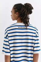 PULL&BEAR STRIPED SHORT SLEEVE T-SHIRT - BLUE