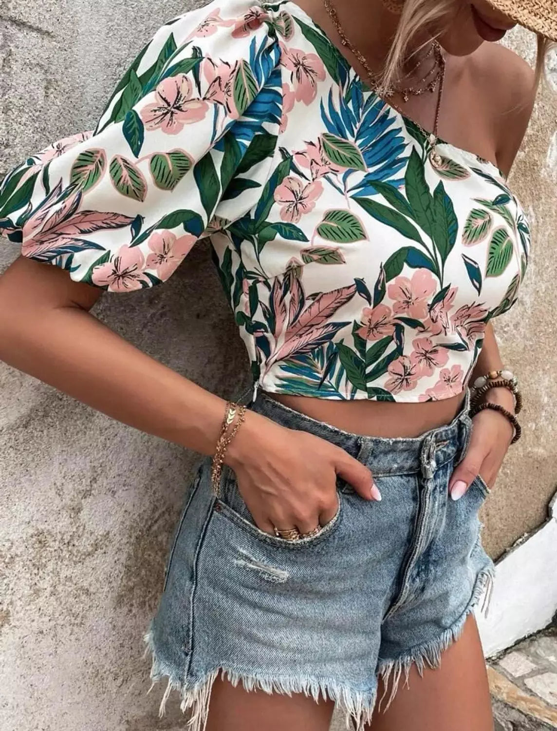 Shein One Shoulder Blouse
