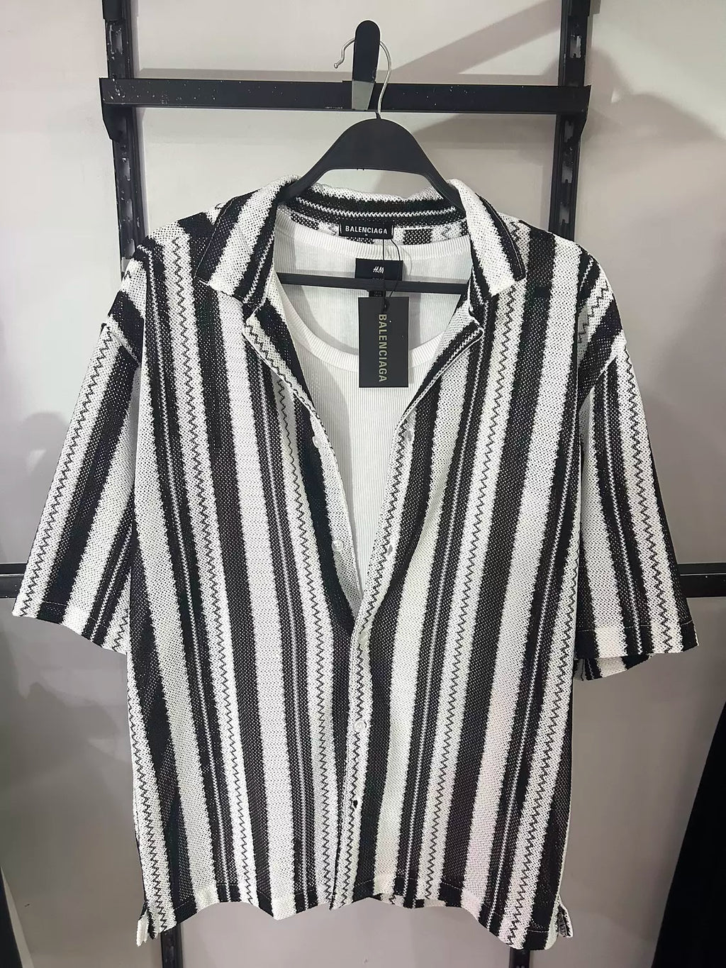 Monochrome Textured Stripe Overshirt
