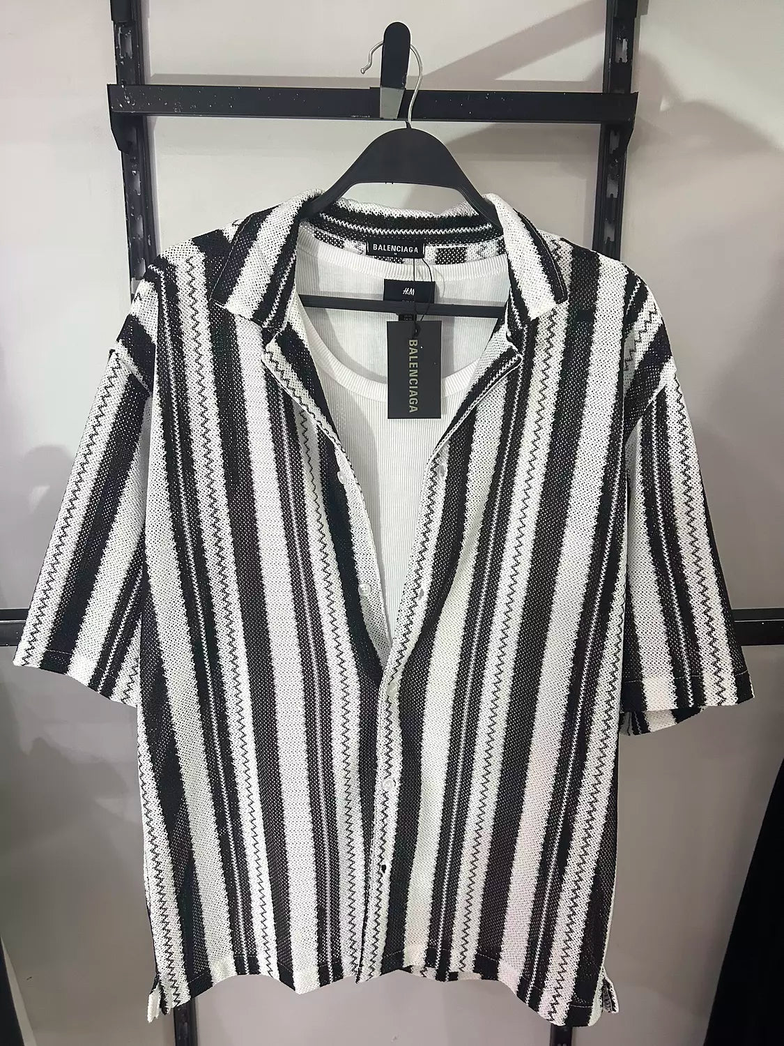 Monochrome Textured Stripe Overshirt