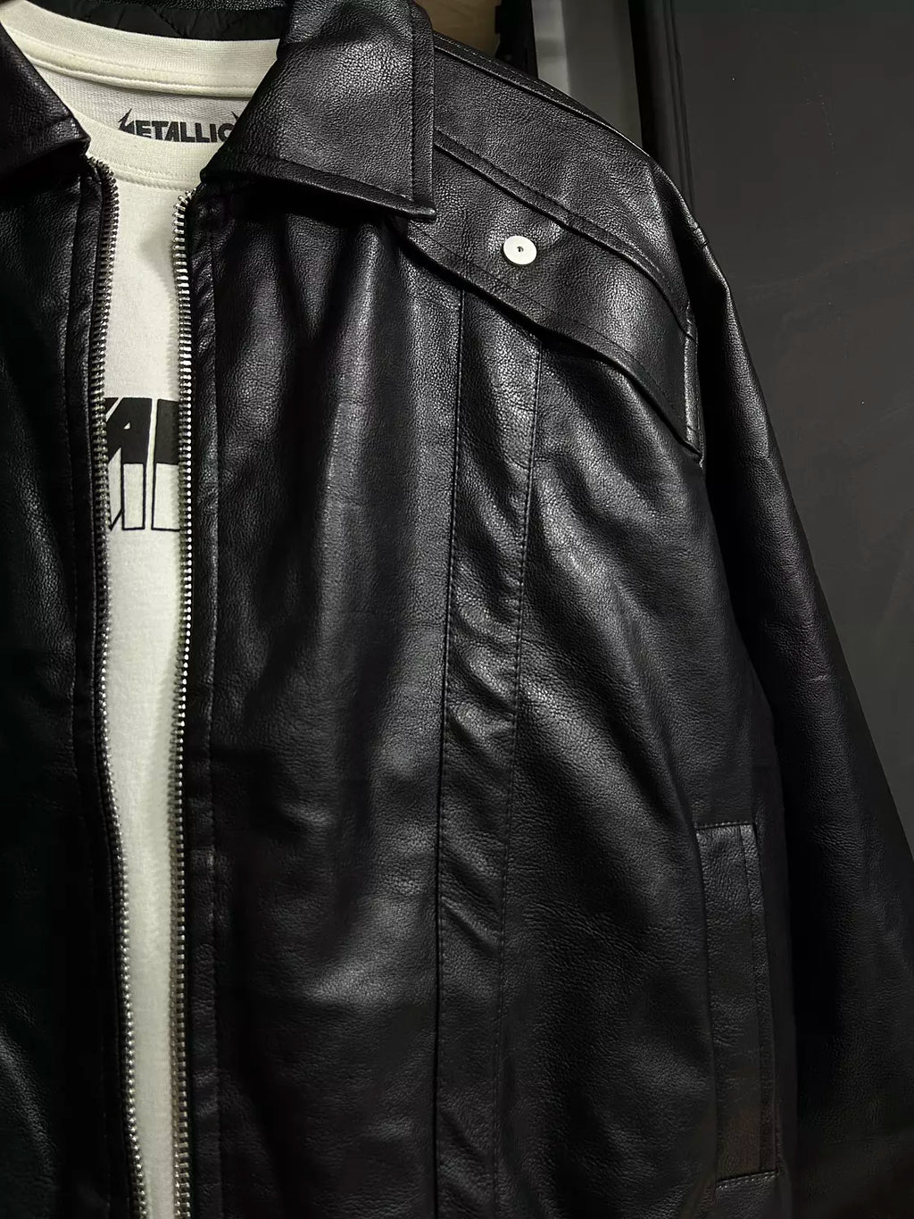 Zara Faux Leather Zip-Up Bomber Jacket