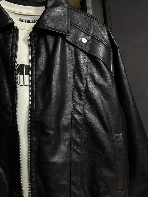 Zara Faux Leather Zip-Up Bomber Jacket