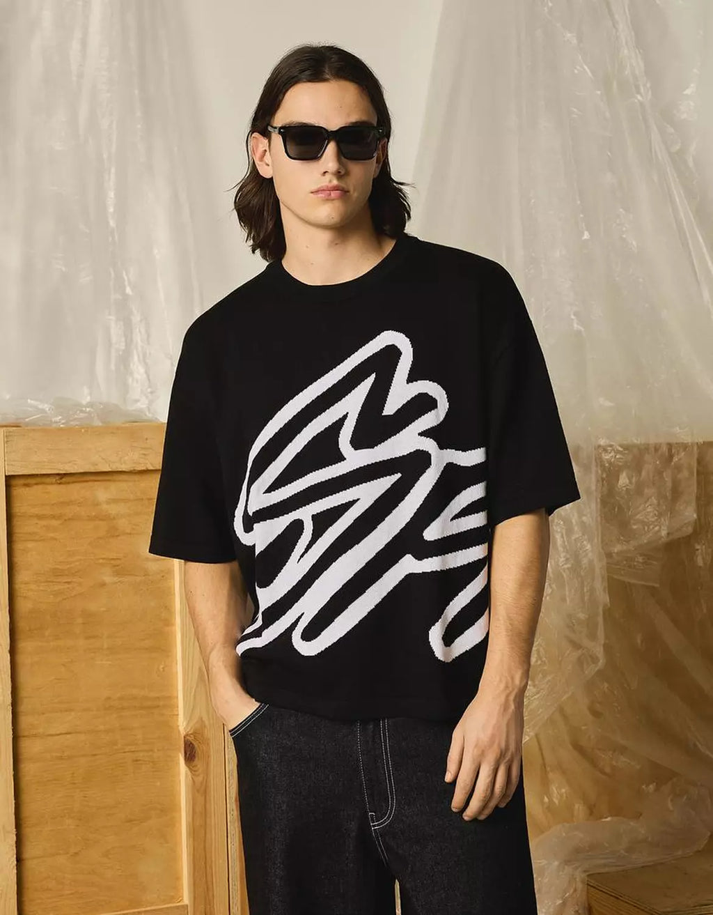 BERSHKA SHORT SLEEVE PRINT T-SHIRT