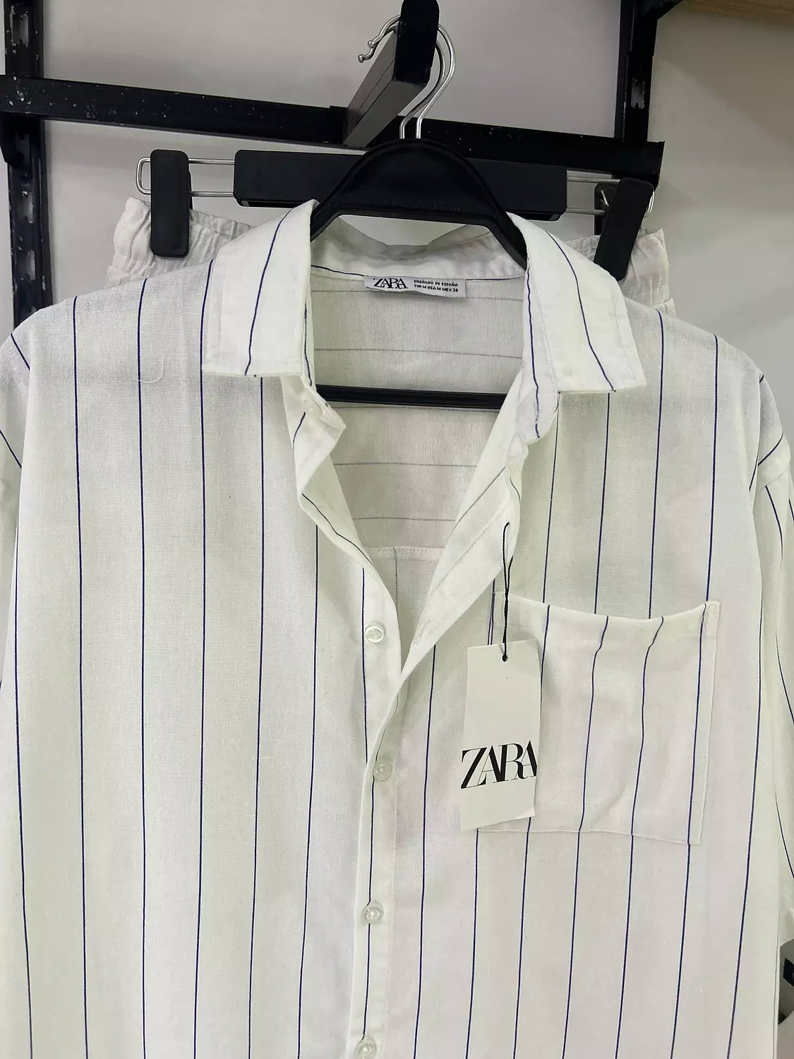 Striped Short Sleeve Cropped Shirt