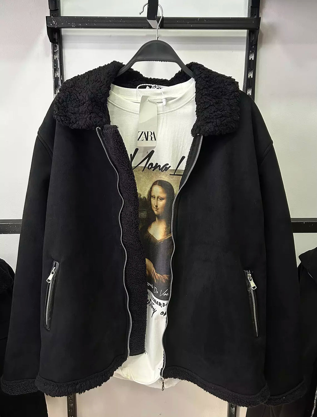 Faux Suede Shearling Jacket