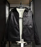 Zara Black Leather Zip-Up Jacket