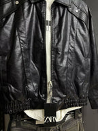 Zara Faux Leather Zip-Up Bomber Jacket