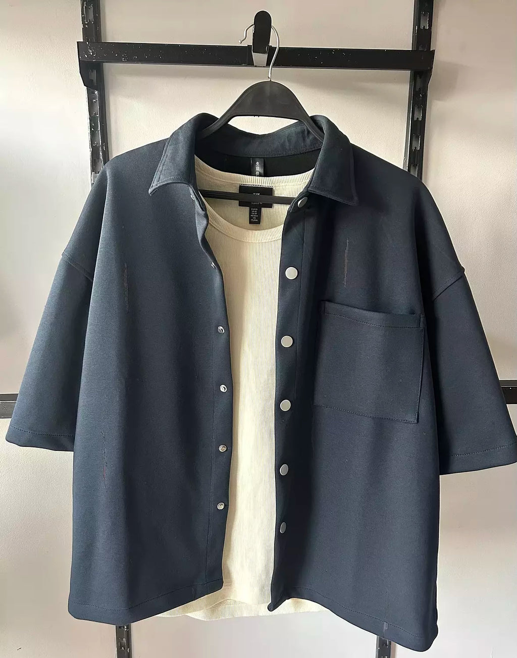Boxy Snap-Button Overshirt