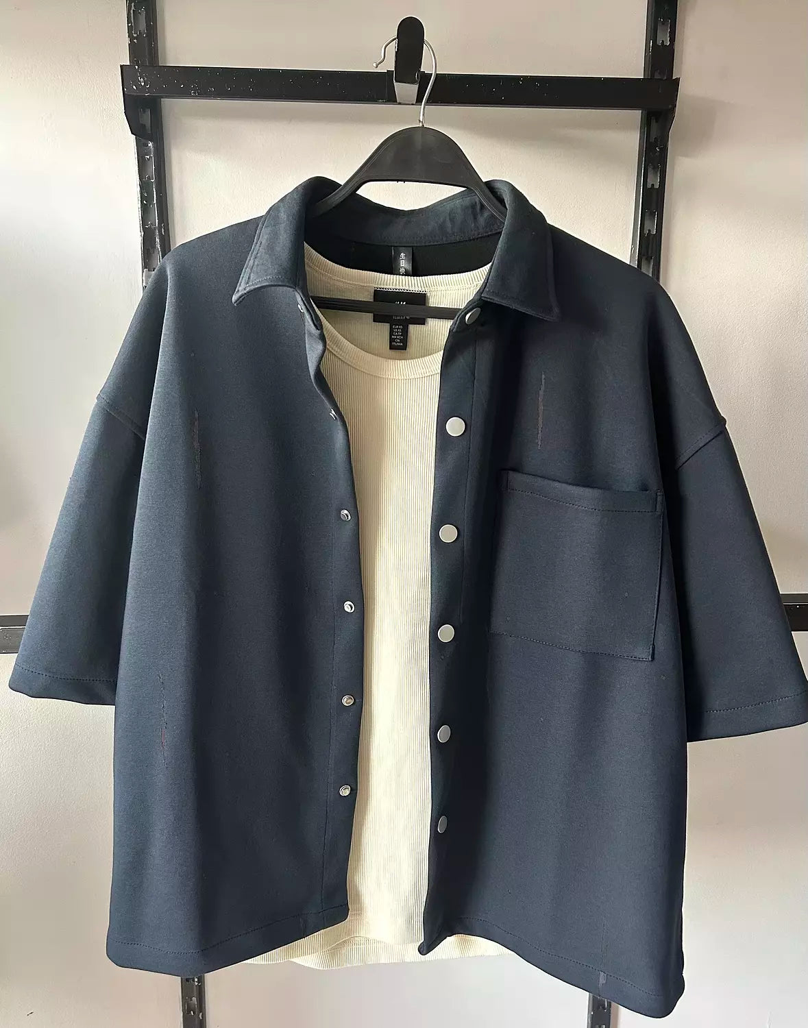 Boxy Snap-Button Overshirt