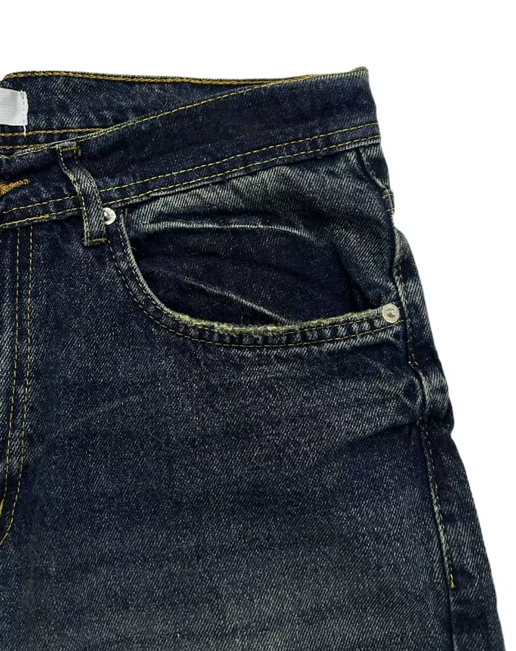 Faded Dark Blue Wide Leg Jeans