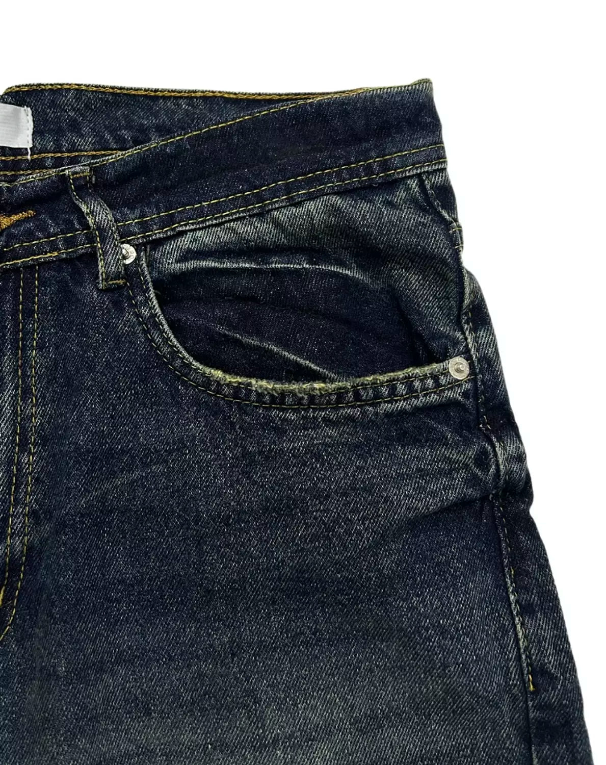 Faded Dark Blue Wide Leg Jeans