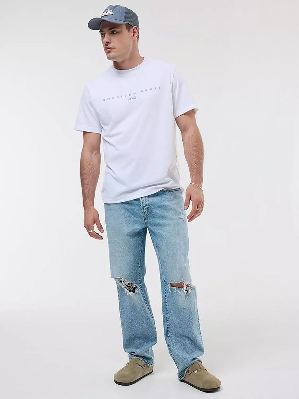American Eagle Printed White T-shirt