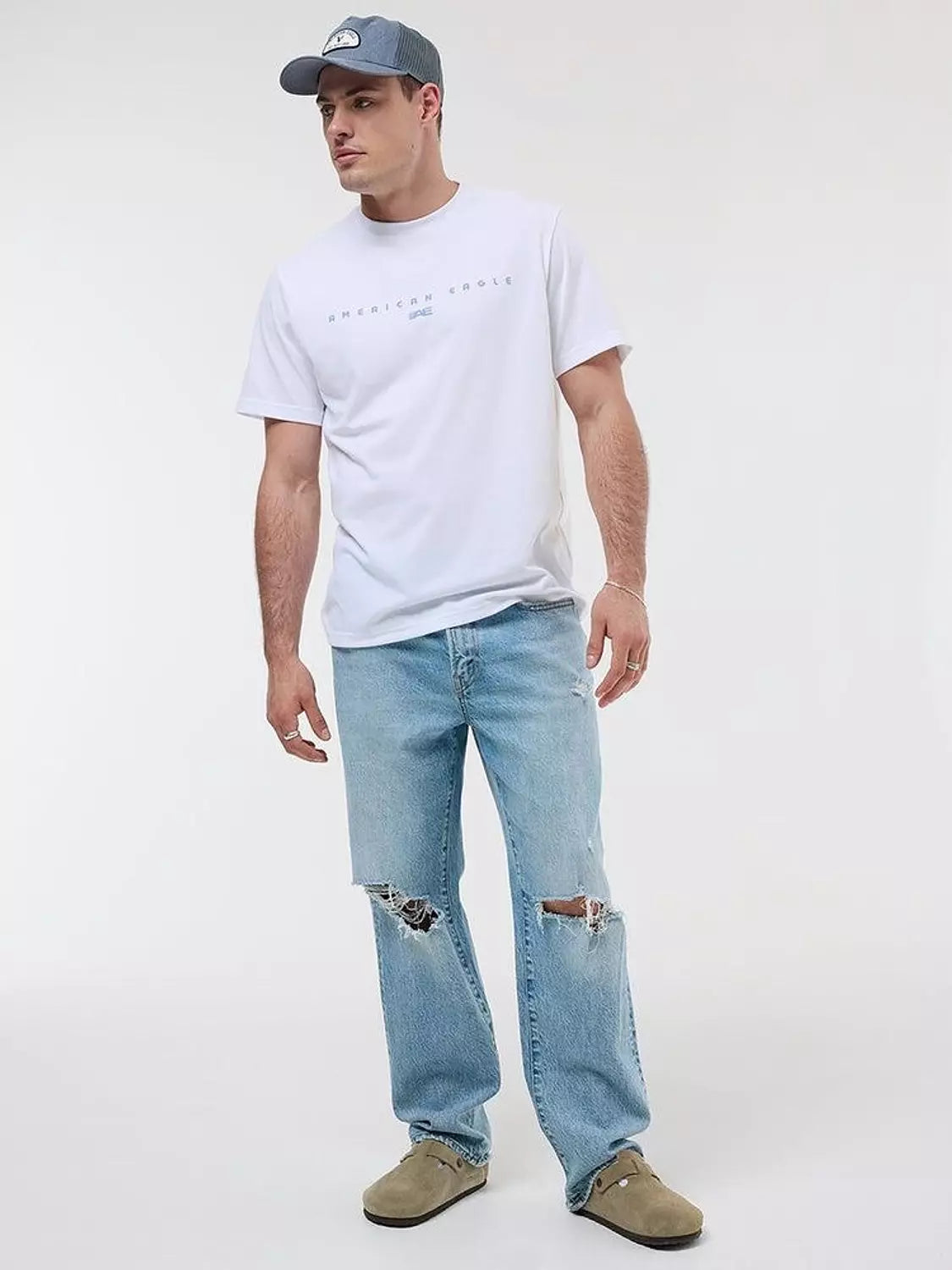 American Eagle Printed White T-shirt