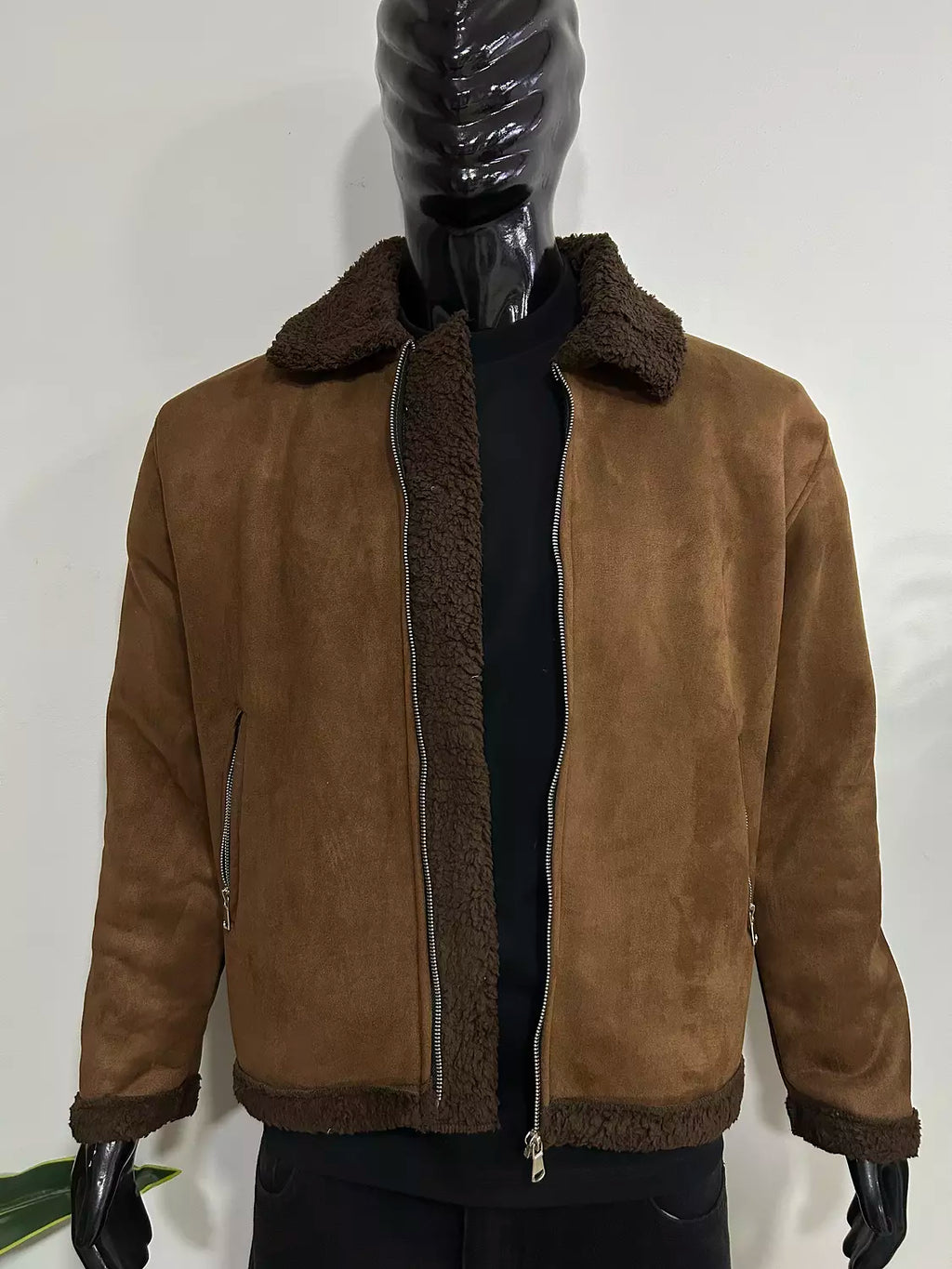 Faux Suede Shearling Jacket