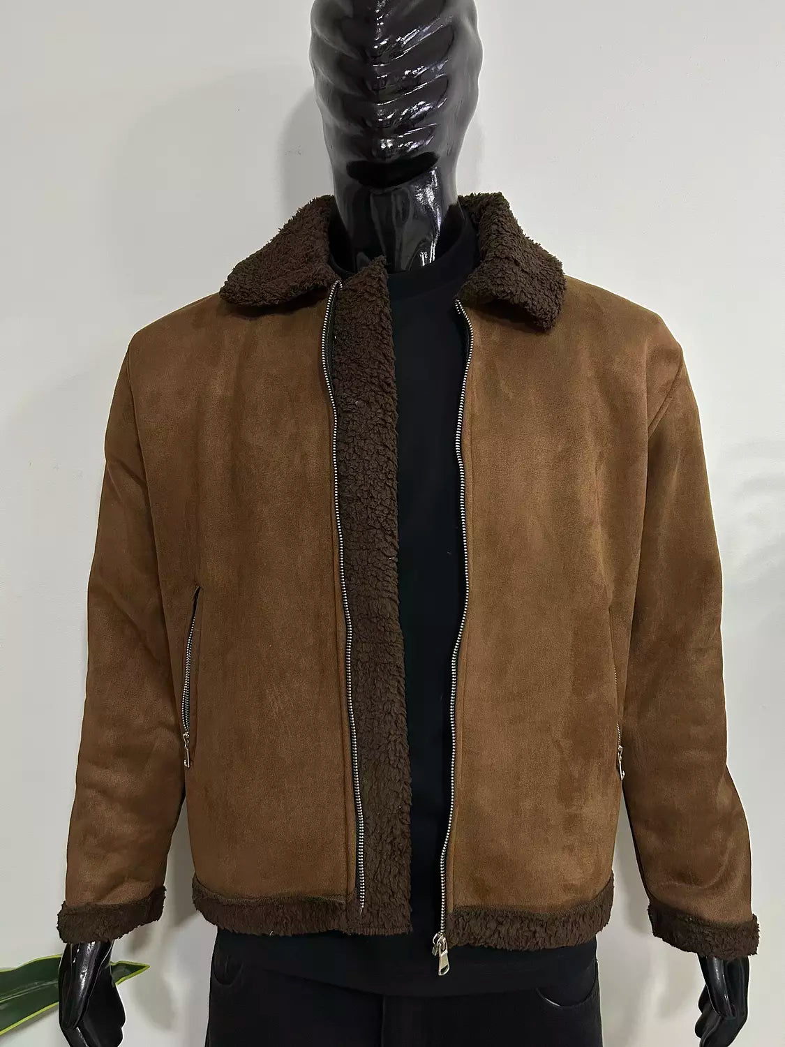 Faux Suede Shearling Jacket