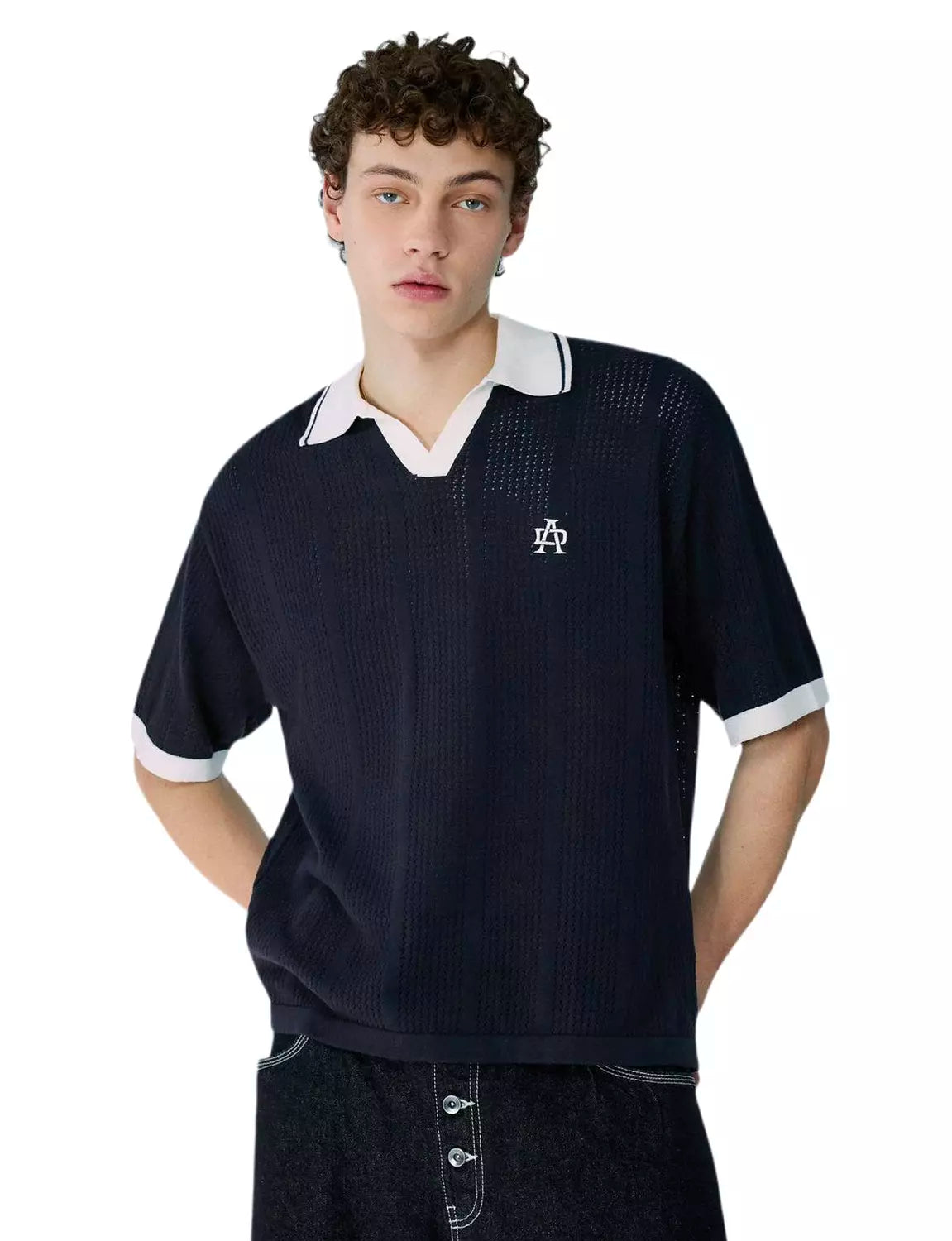 Bershka Heritage Crest Knit Polo