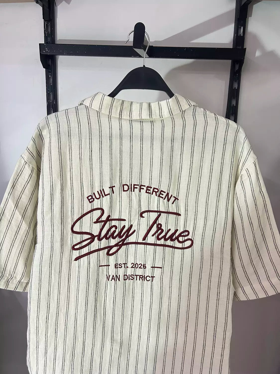 Stay True Embroidered Stripe Shirt