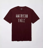 American Eagle Printed Burgundy T-shirt