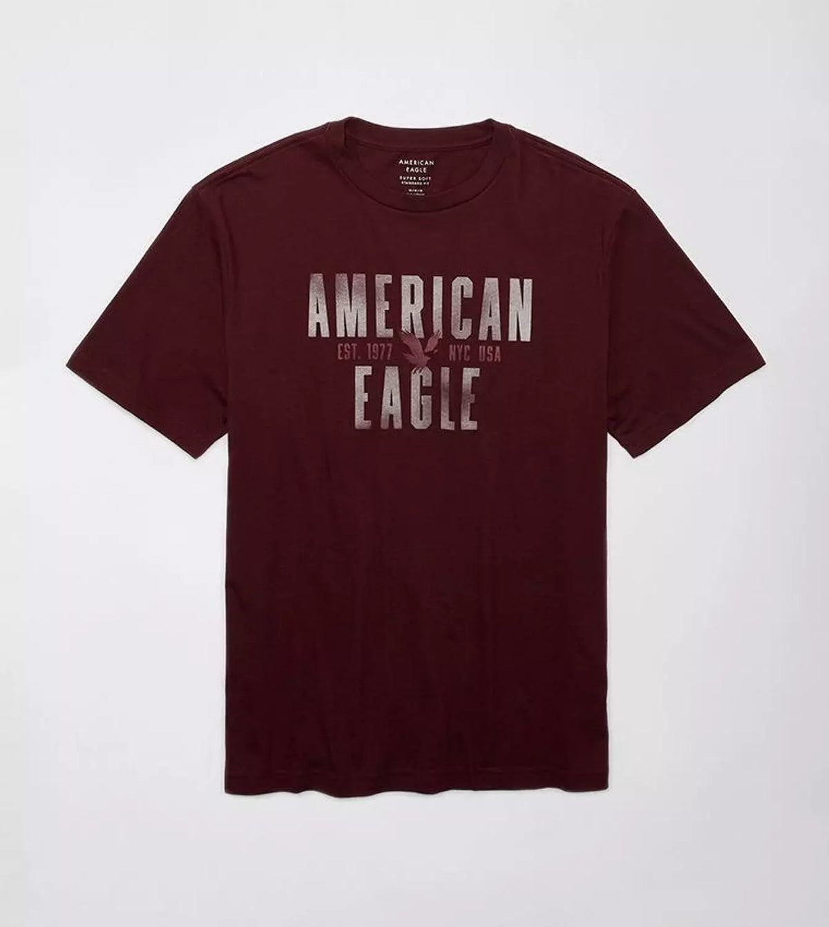 American Eagle Printed Burgundy T-shirt