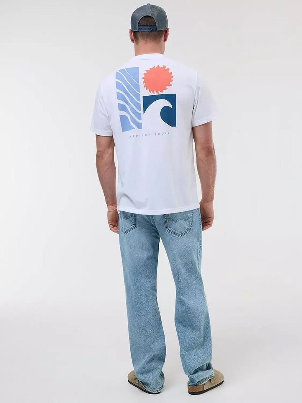 American Eagle Printed White T-shirt