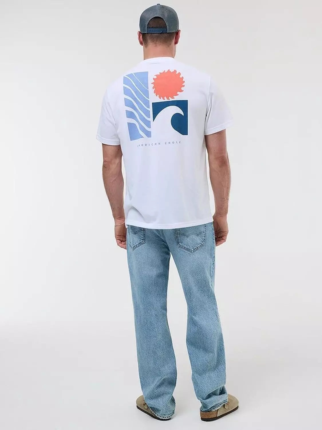 American Eagle Printed White T-shirt