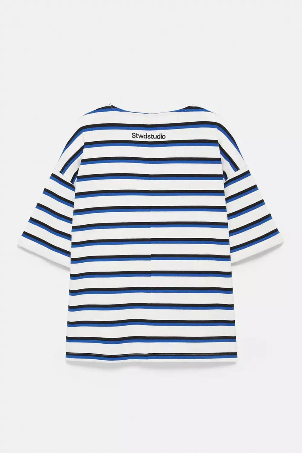 PULL&BEAR STRIPED SHORT SLEEVE T-SHIRT - BLUE