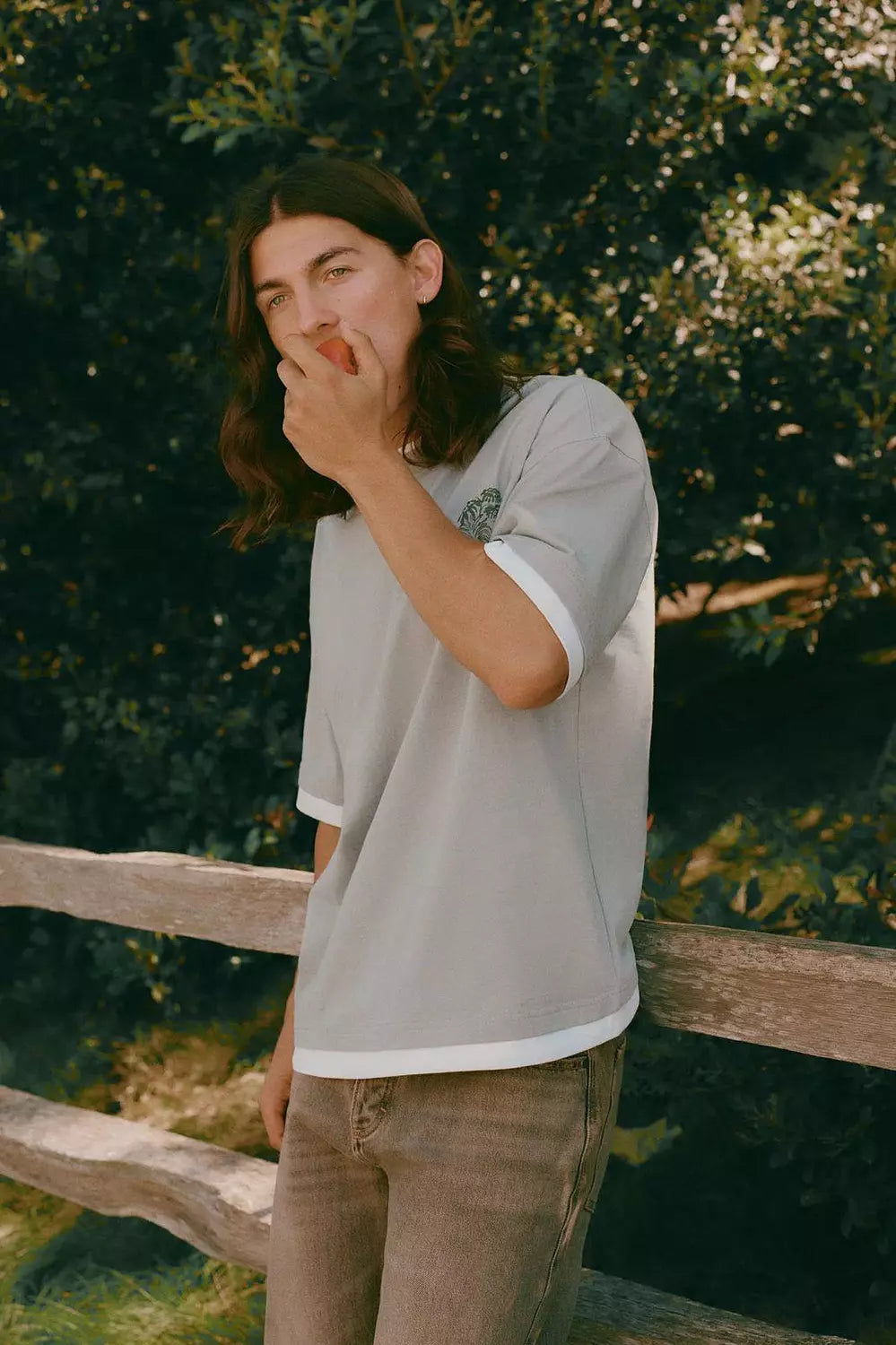 Pull&Bear Tropical Embroidered Oversized T-Shirt