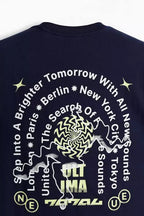 H&M Dark Blue Printed Loose Fit T-shirt
