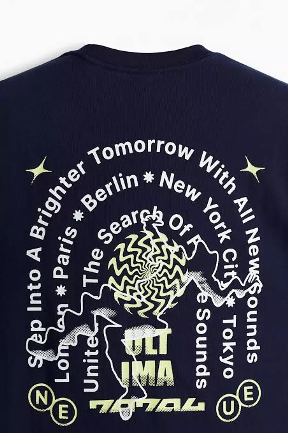H&M Dark Blue Printed Loose Fit T-shirt