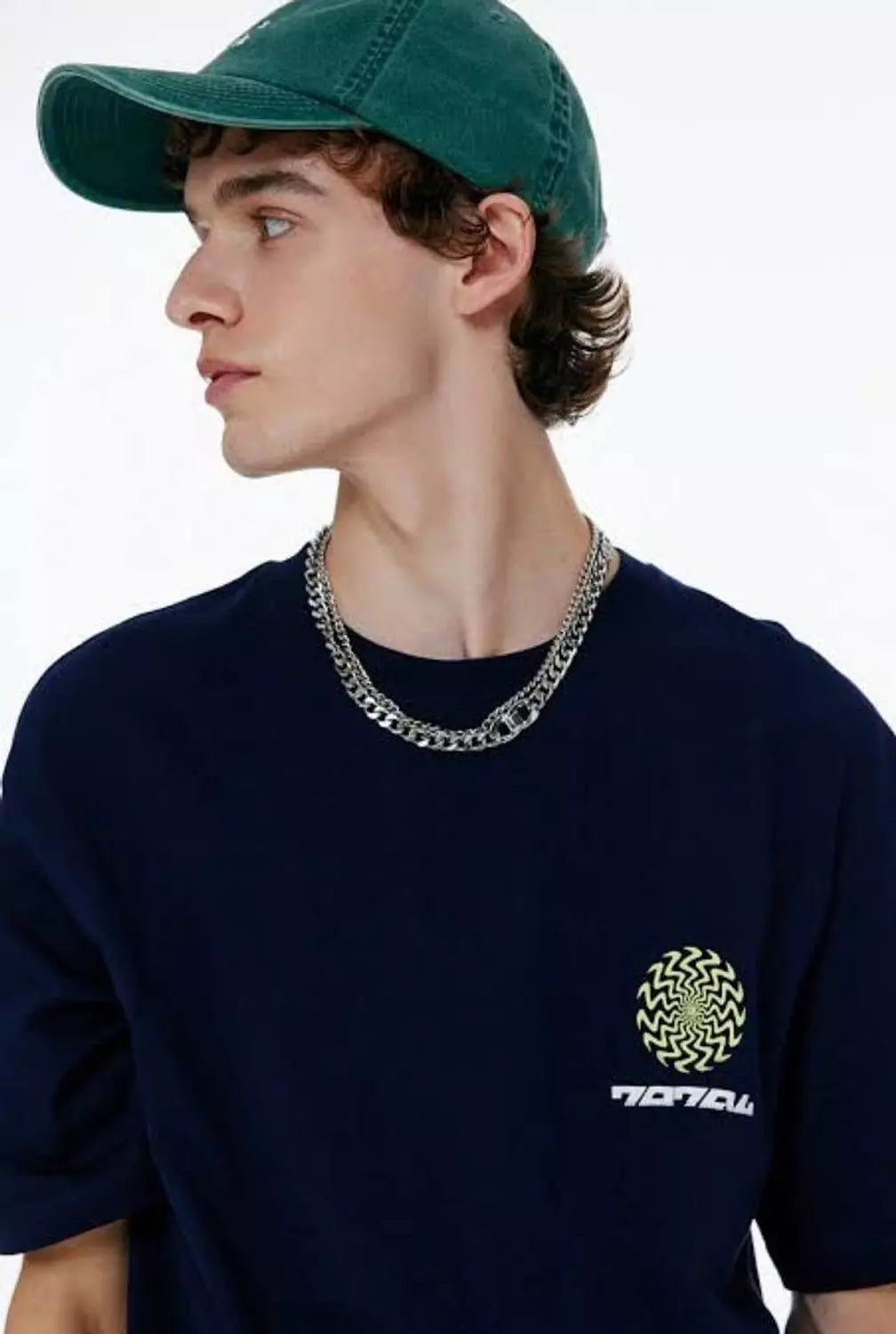 H&M Dark Blue Printed Loose Fit T-shirt