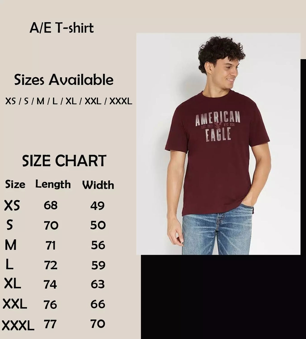 American Eagle Printed Burgundy T-shirt