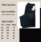 Faded Dark Blue Wide Leg Jeans