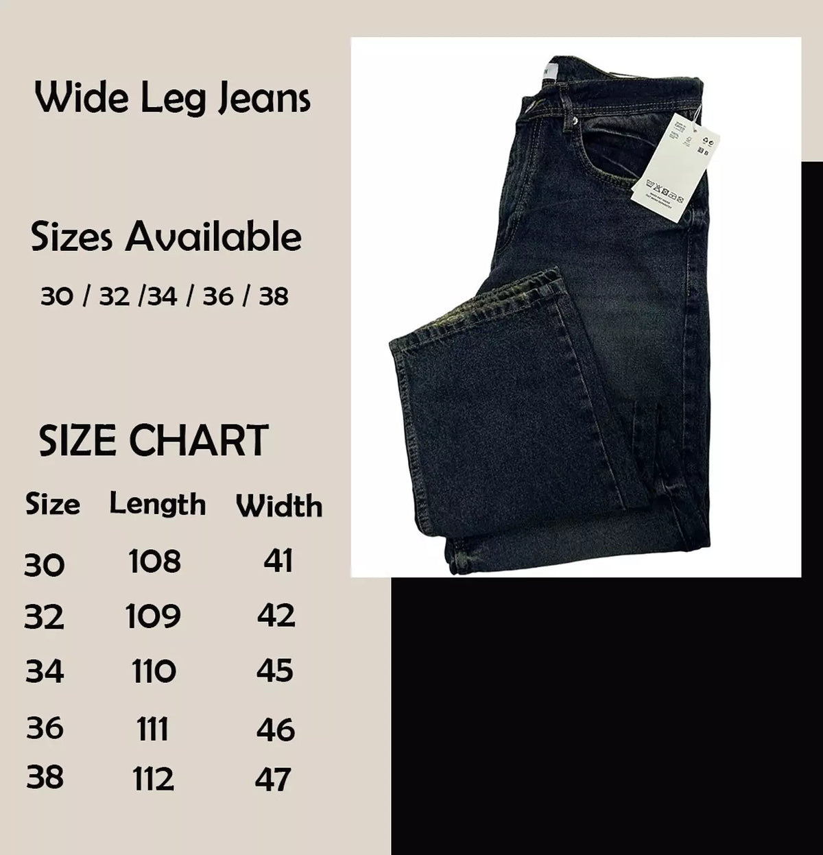 Faded Dark Blue Wide Leg Jeans