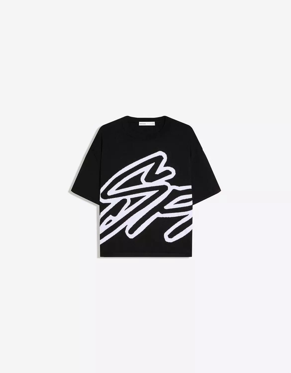 BERSHKA SHORT SLEEVE PRINT T-SHIRT