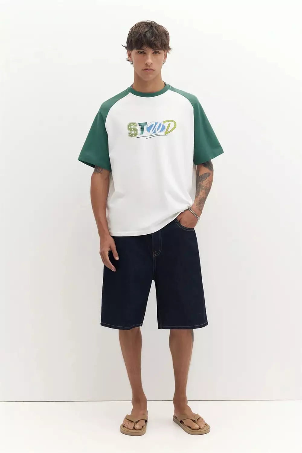 PULL&BEAR - HVID RAGLAN -T-SHIRT