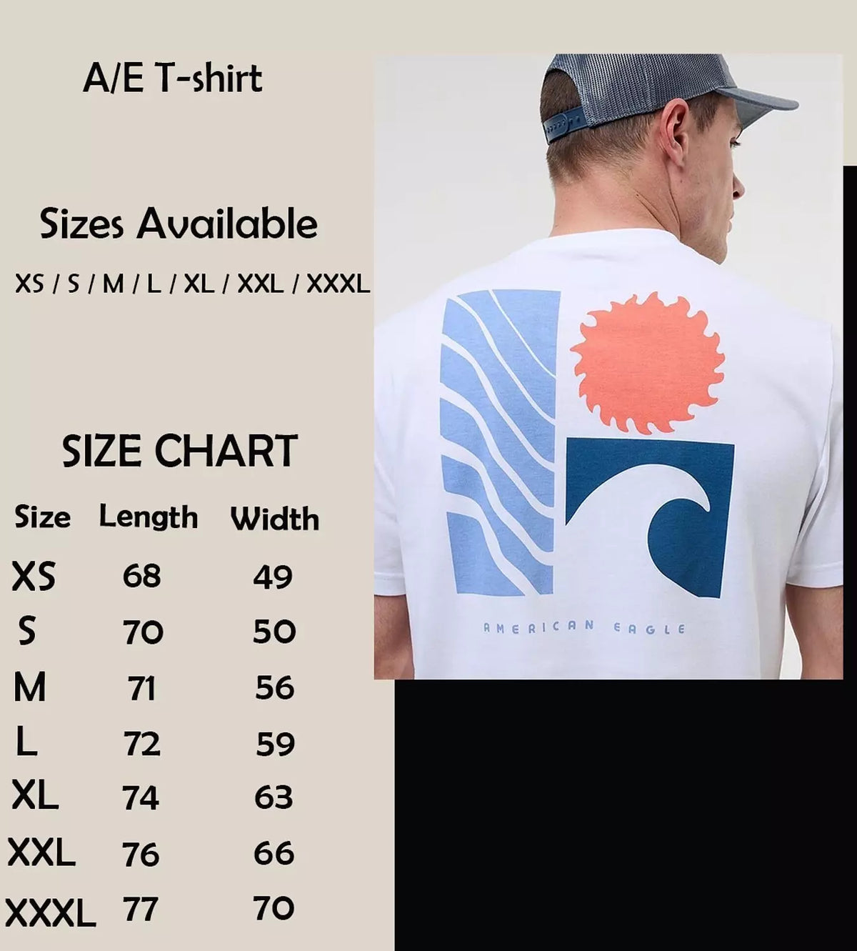 American Eagle Printed White T-shirt