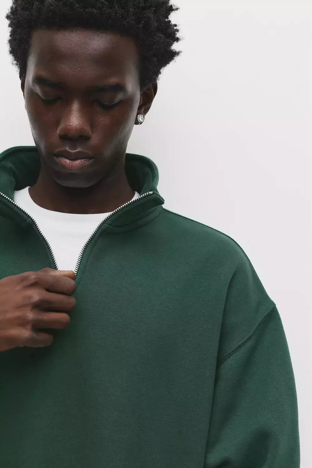 Pull&bear Basic Quarter Zip Sweatshirt